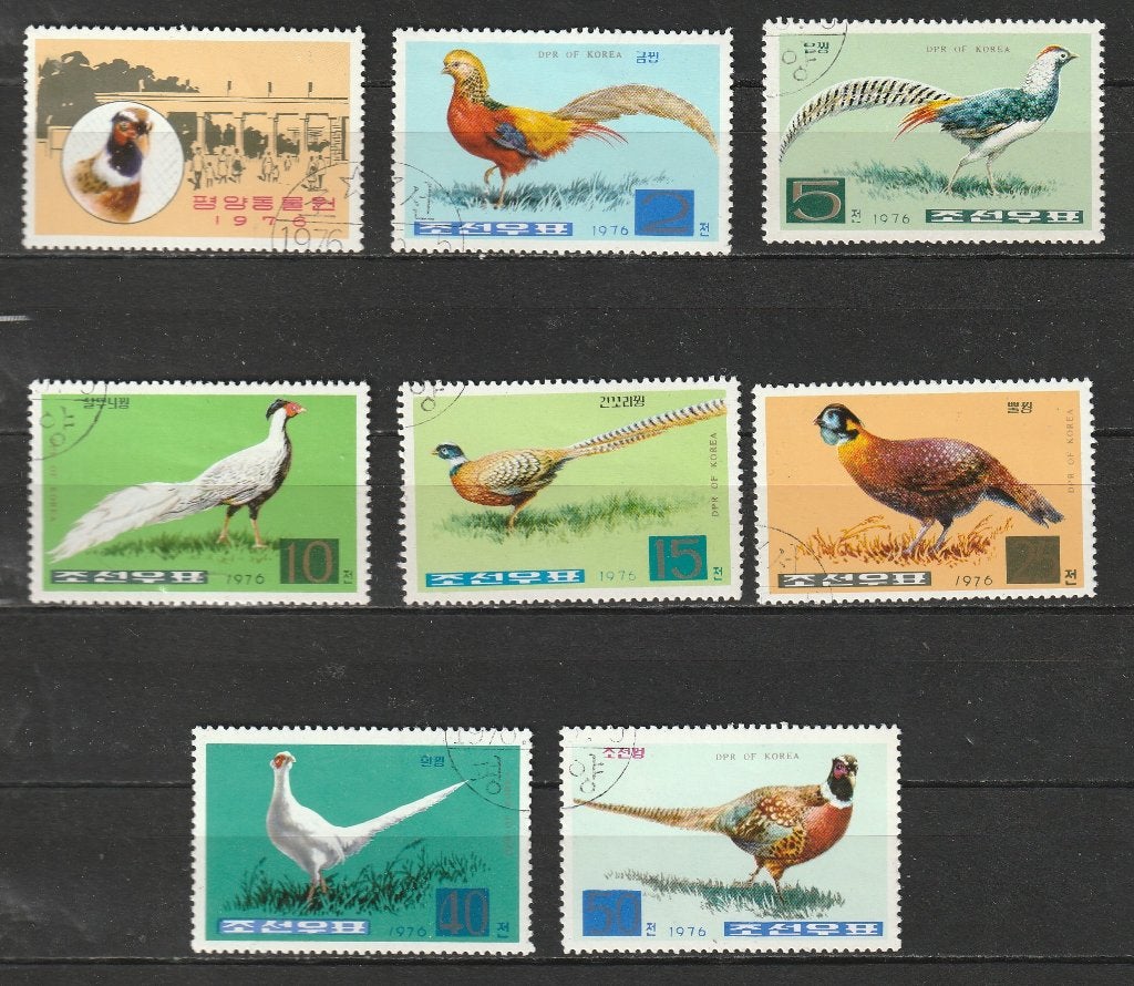 3387. Noord Korea 1500/07 gest. Fazanten, Verzenden, Gestempeld, Oost-Azië