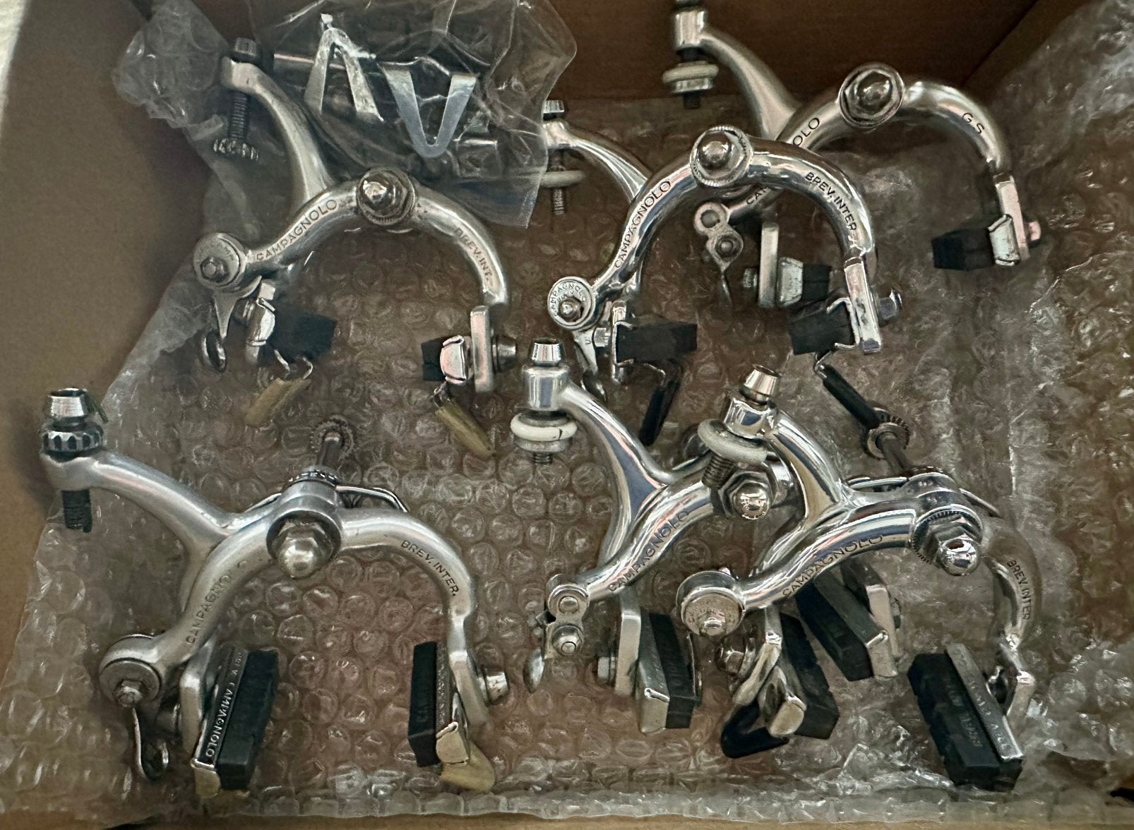 Lot Campagnolo Vintage Fietsonderdelen, Crankstel of Pedalen, Gebruikt, Ophalen of Verzenden, Aluminium