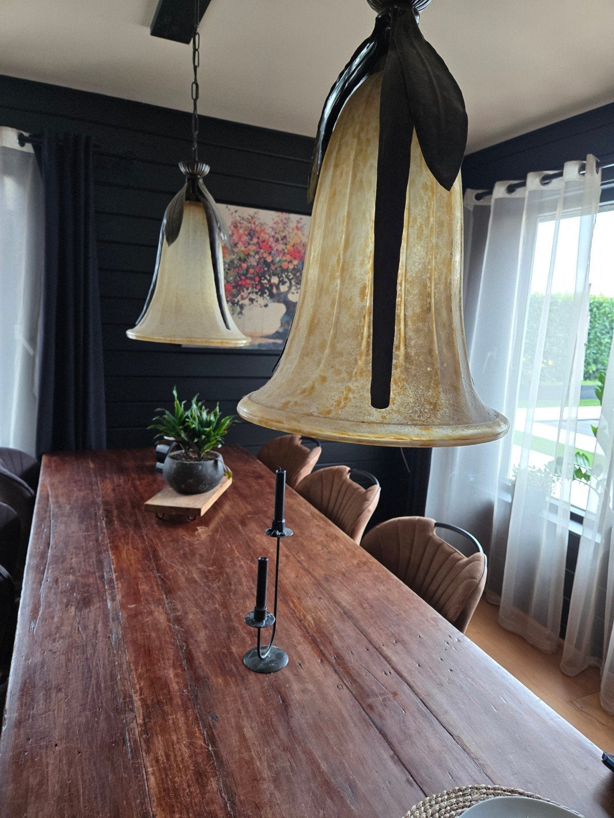 Venetiaanse Murano Mondgeblazen Hanglampen - Pâte de Verre, Huis en Inrichting, Ophalen of Verzenden, Gebruikt, Glas, Venetiaans, Murano, Klassiek