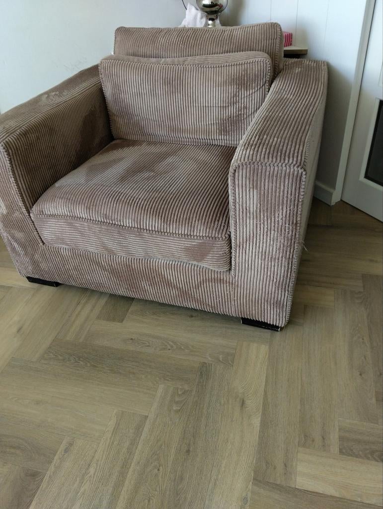 Bank stel rood rib, Ophalen, Gebruikt, Driepersoons, 75 tot 100 cm