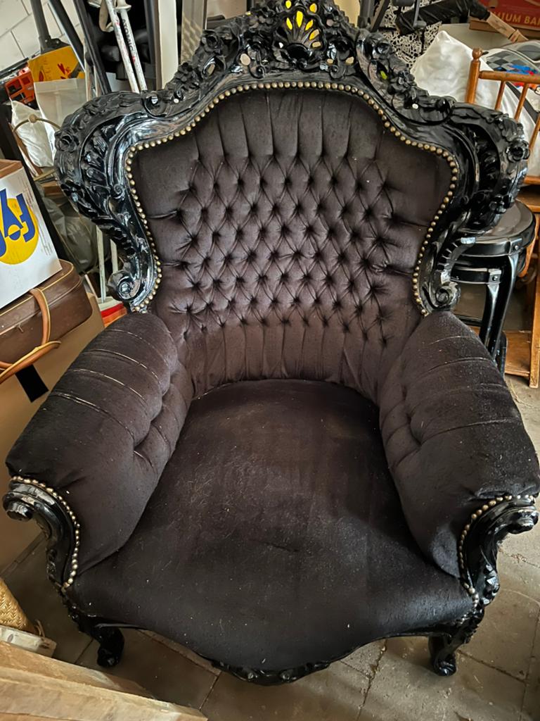 Barokke Troonstoel Zwart - Vintage Stijl Fauteuil, Antiek en Kunst, Antiek | Meubels | Stoelen en Banken, Ophalen