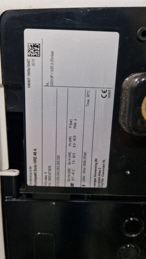 Intergas ketel condens boiler Kompakt Solo HRE 48A. ( 349 ), Ophalen, Gebruikt, 20 tot 100 liter, Boiler