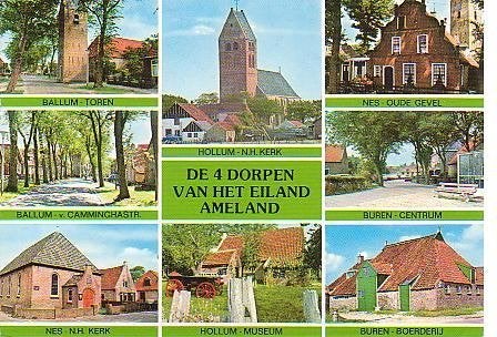 Ansichtkaart 	Ameland	8-luik, Verzenden, 1960 tot 1980, Gelopen, Waddeneilanden