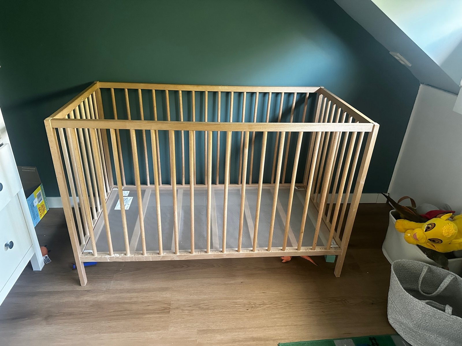 IKEA SNIGLAR Babybedje, beuken, 60x120 cm met verstelbare bo, Gebruikt, Ophalen of Verzenden, Lattenbodem, Minder dan 140 cm