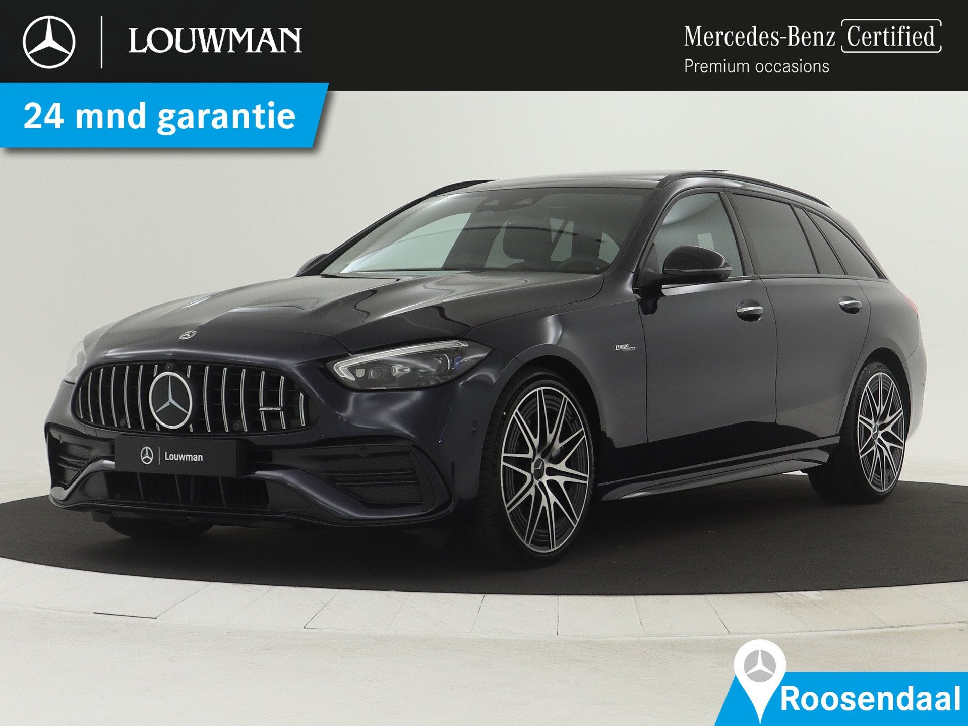Mercedes-Benz C-Klasse Estate AMG 43 4MATIC 408 pk | Premium, 1800 kg, 4 cilinders, Blauw, Vierwielaandrijving