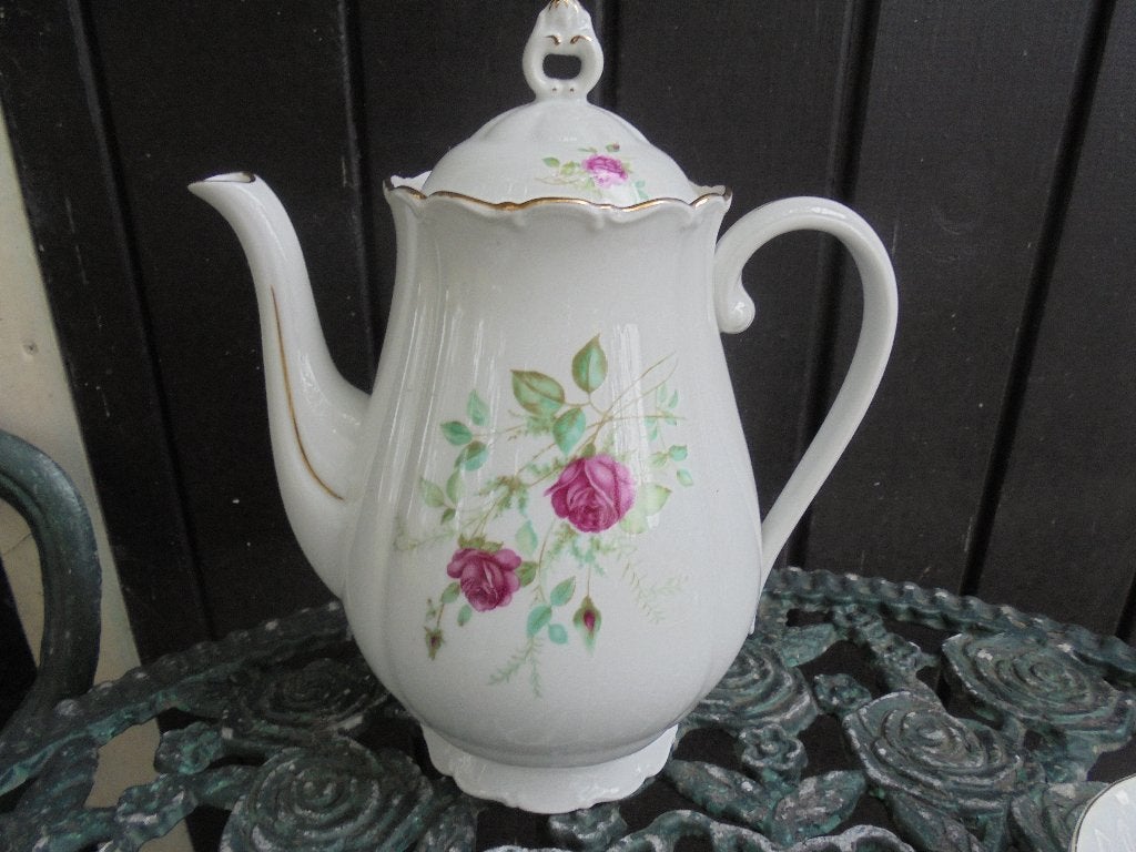 Koffiepot H & C met roze roosjes tak, Ophalen of Verzenden