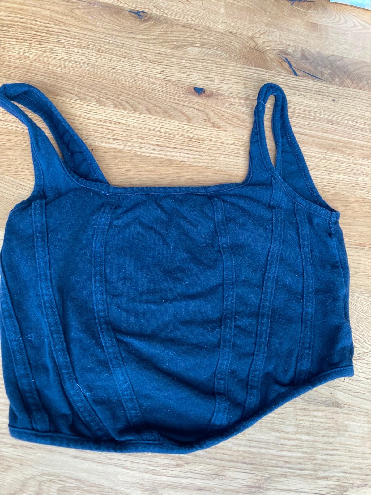 Zwarte corset top maat XS, Zwart, Ophalen of Verzenden, Zonder mouw, Maat 34 (XS) of kleiner