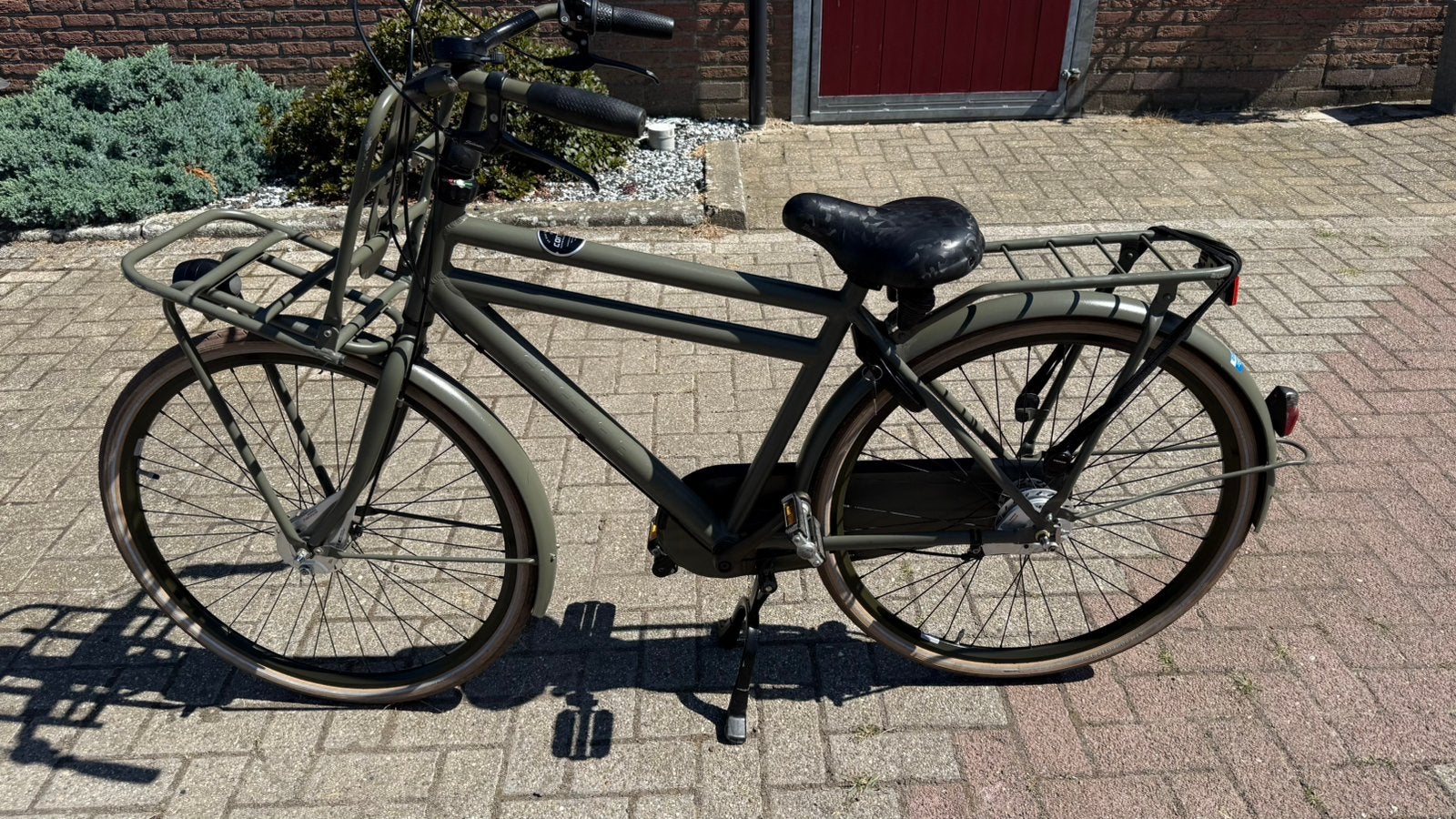 Herenfiets Cortina U4 legergroen 3 versn. 2 trom.rem, Versnellingen, Zo goed als nieuw, 65 cm of meer, Trommelrem