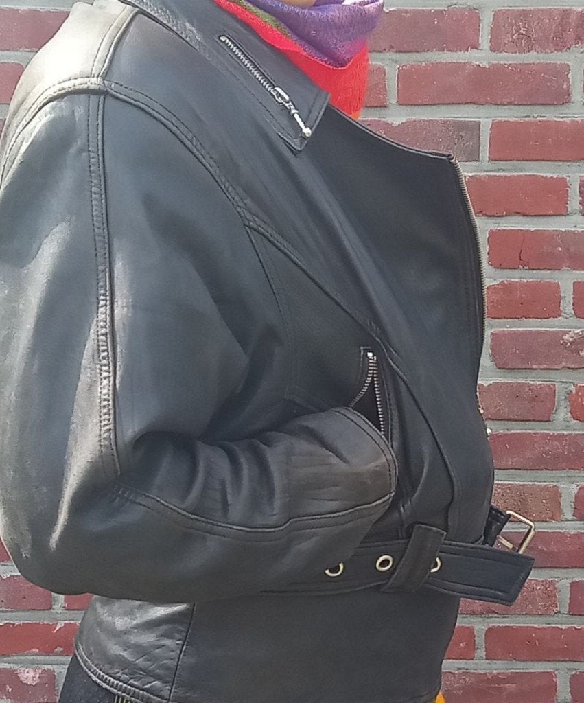 Soepelvallend leren bikerjack (vintage), Ophalen of Verzenden, Gedragen, Maat 38/40 (M), Zwart
