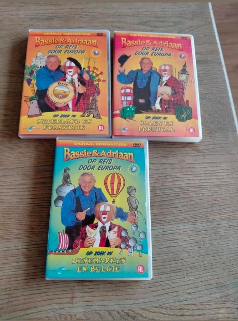 Bassie & Adriaan Op Reis Door Europa 1,2 en 5 dvd 2004, Cd's en Dvd's, Alle leeftijden, Ophalen of Verzenden, Zo goed als nieuw
