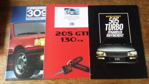 Peugeot 205 GTI 1.9 309 GTI en 505 Turbo folders SET PRIJS, Ophalen of Verzenden, Gelezen, Peugeot