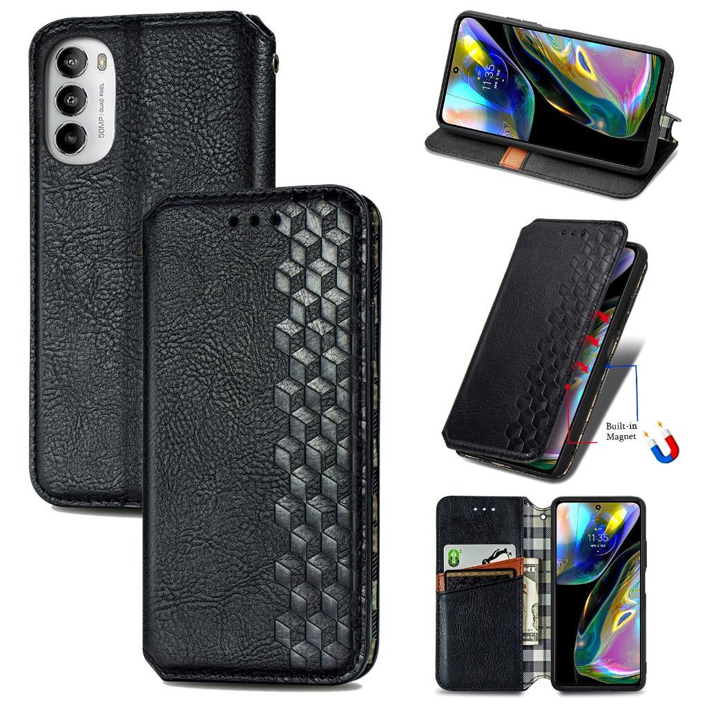Luxe PU Lederen Wallet Case Set voor Moto G82 5G /G52 _Zwart, Verzenden, Nieuw, Hoesje of Tasje