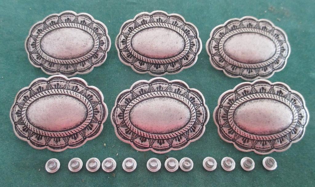 0095. Metalen concho’s. 6 stuks, 38 x 50 mm., Ophalen of Verzenden, Nieuw, Overige typen