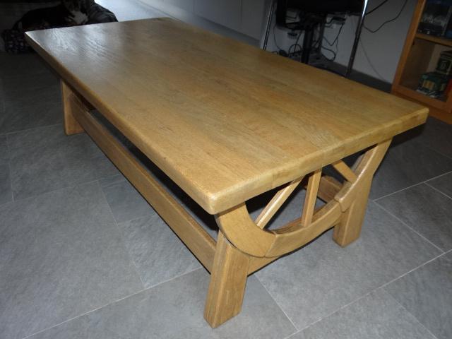Prachtige Massief Licht Eiken Salontafel., Gebruikt, 100 tot 150 cm, Eikenhout, Degelijk en stoer.