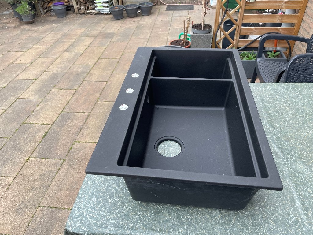 Keuken spoelbak, Ophalen, Zwart, 50 tot 100 cm, Zo goed als nieuw