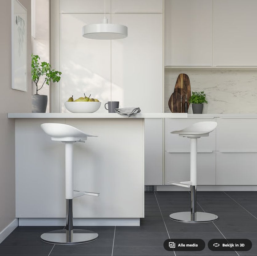IKEA Barkrukken JANINGE Wit / SET VAN 2 / Ophalen Den Haag, Ophalen, 60 tot 90 cm, Zo goed als nieuw, In hoogte verstelbaar