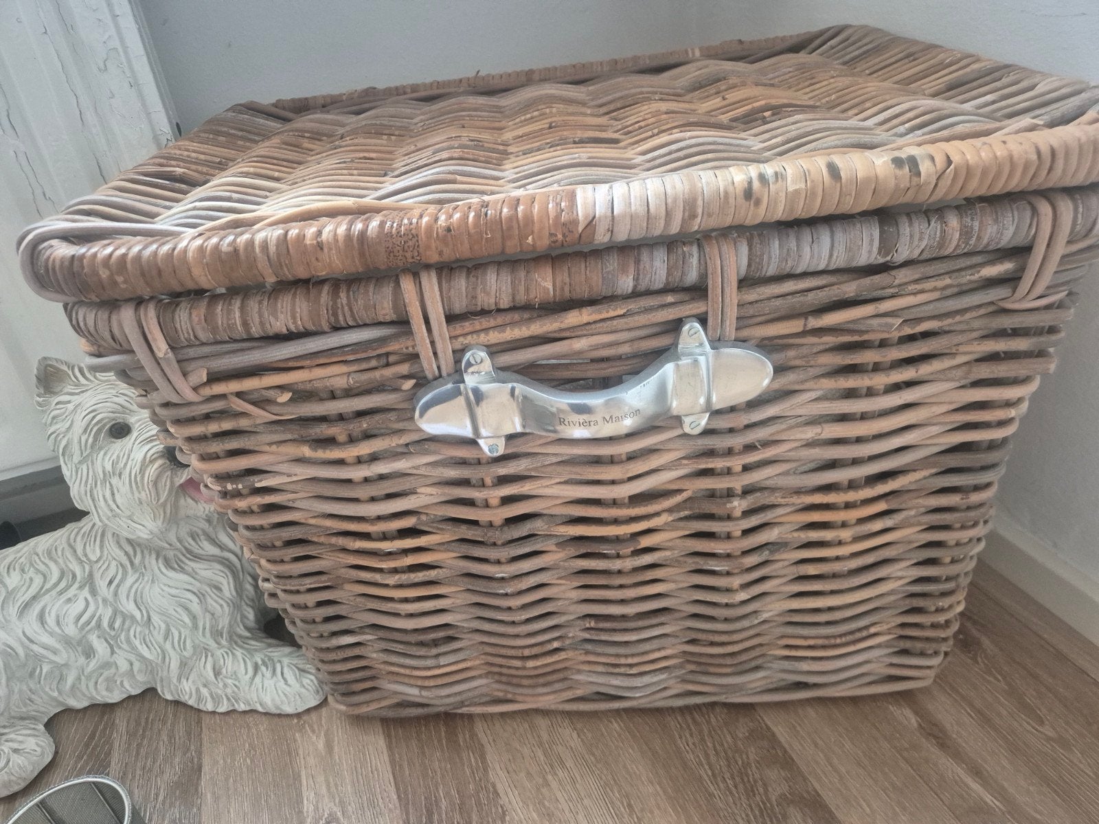 Riviera Maison mand met RM handgreep, Ophalen, Overige materialen, Minder dan 50 cm, Gebruikt