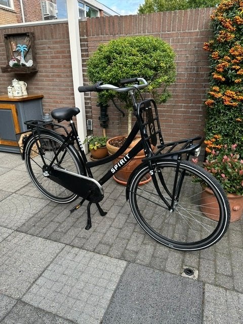 damesfiets zwart 28 inch 3 versn. Spirit Cargo H57, Terugtraprem, Gebruikt, Versnellingen, 56 cm of meer