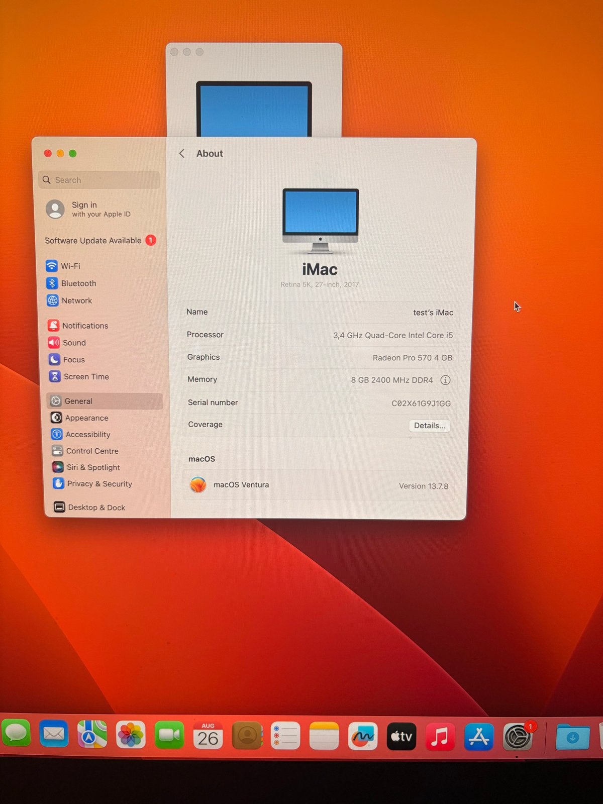 iMac 27 inch (eind 2017) - 8GB RAM, 1TB HDD, Computers en Software, Apple Desktops, Ophalen, Gebruikt, IMac, 3 tot 4 Ghz