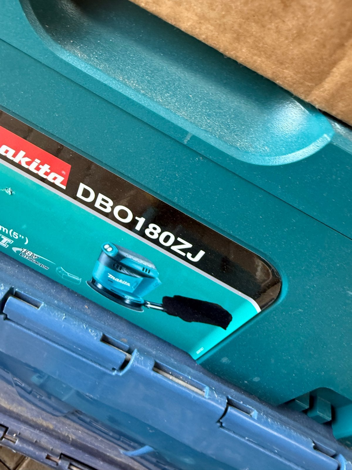 Makita DBO180ZJ 18V Accu Excentrische Schuurmachine Body, Ophalen, Gebruikt, Minder dan 600 watt, Excentrische schuurmachine