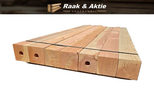 7 Douglas palen geschaafd 14x14 cm / 2.20 m lang - nr: TB16