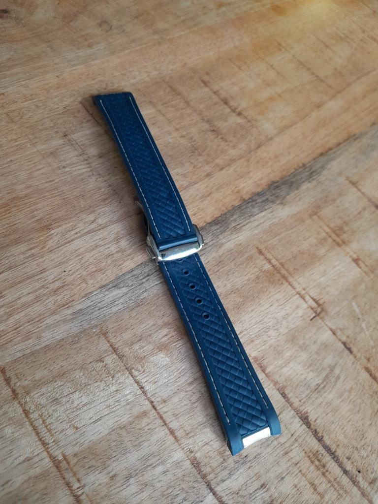 Rubberen band voor Omega Seamaster blauw met vouwsluiting, Ophalen of Verzenden, Zo goed als nieuw
