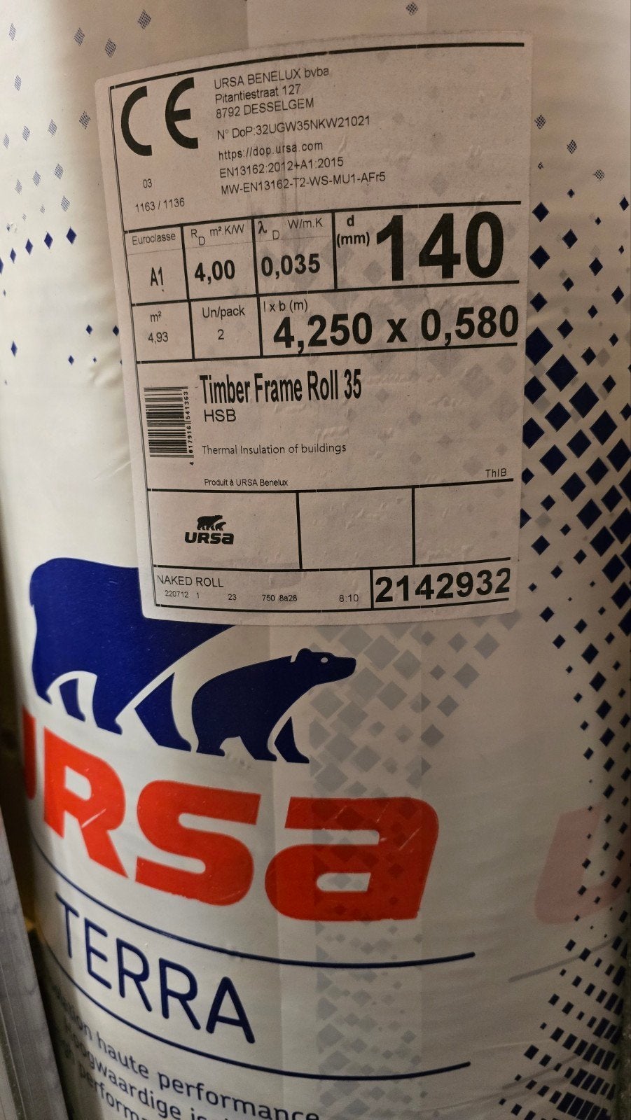 11 rollen hoogwaardge isolatie 140mm dik, Ophalen, Dakisolatie, 12 cm of meer, Nieuw