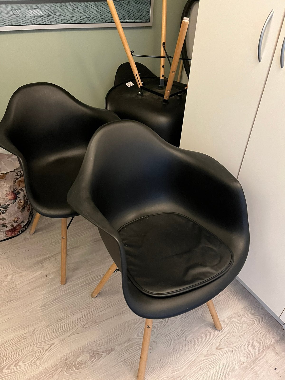 5 eetkamerstoelen, Huis en Inrichting, Stoelen, Ophalen, Kunststof, Gebruikt, Zwart