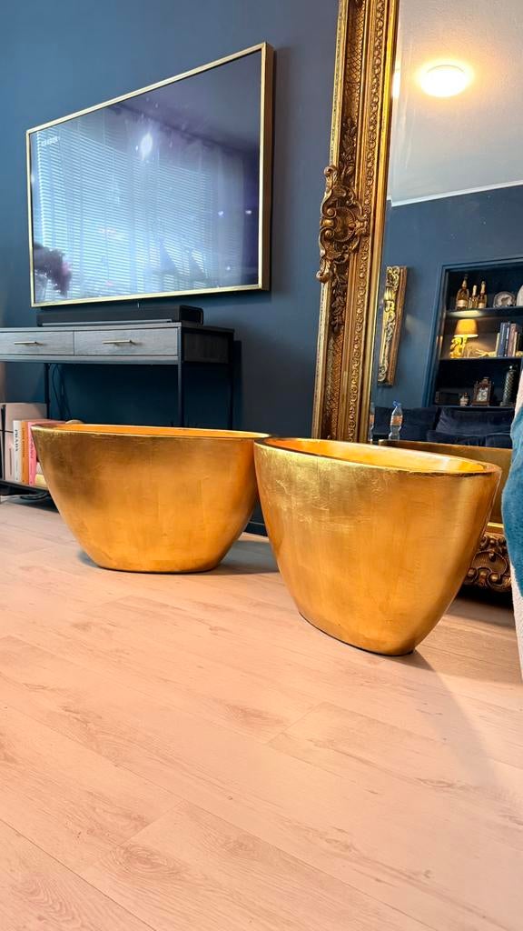 Grote gouden bloempotten voor binnen vaas, Huis en Inrichting, Woonaccessoires | Vazen, Overige materialen, Overige kleuren, Nieuw