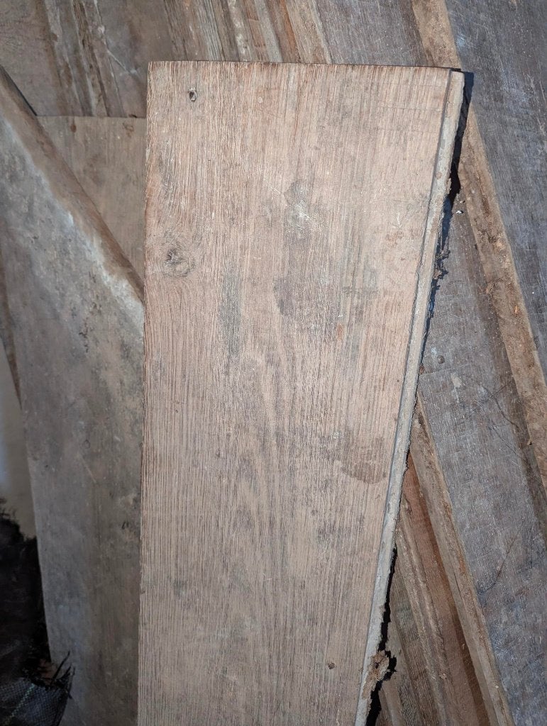 Antieke massief eiken vloer – ca. 100 jaar oud – 16 m², Doe-het-zelf en Verbouw, Ophalen, Gebruikt, 50 tot 150 cm, Vloerdelen of -planken