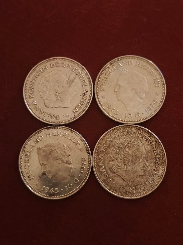 4 Zilveren 10 Gulden Munten Juliana (Zilveren Tientje), Postzegels en Munten, Munten | Nederland, Verzenden