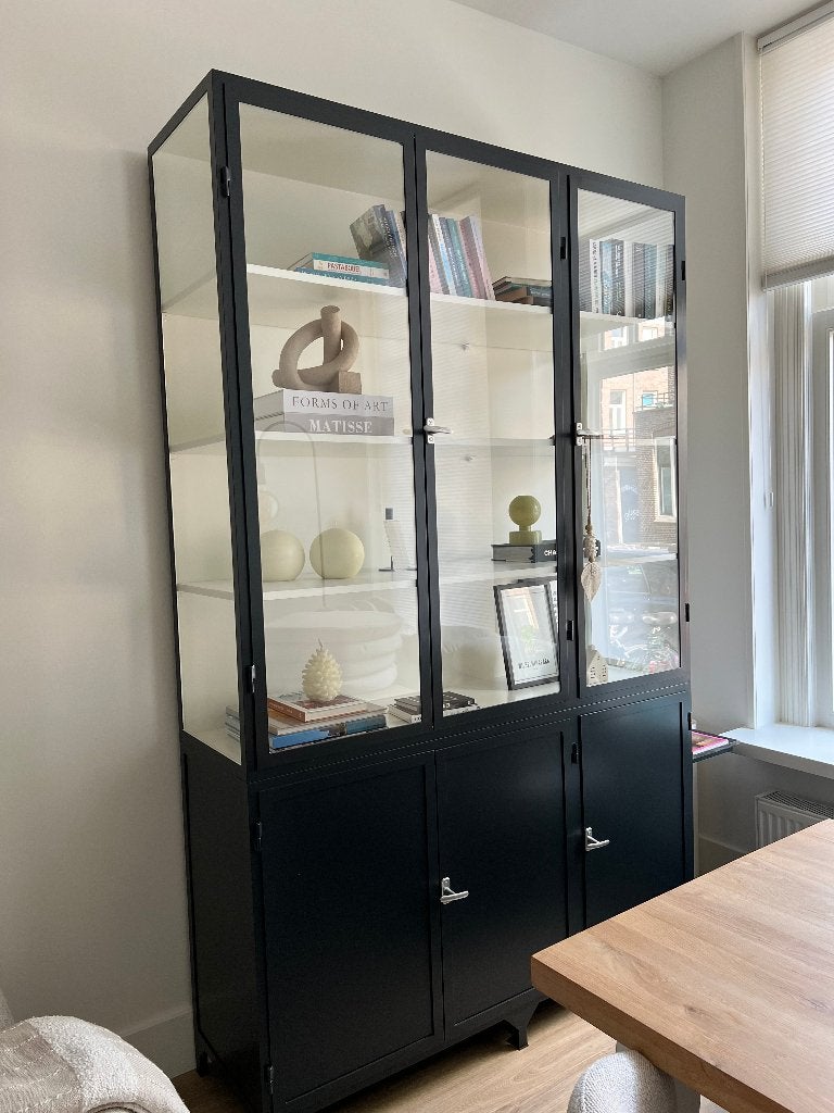 Old Basics stalen apothekerskast Demi 3 150x45x240, Ophalen, Met deur(en), 100 tot 150 cm, 200 cm of meer