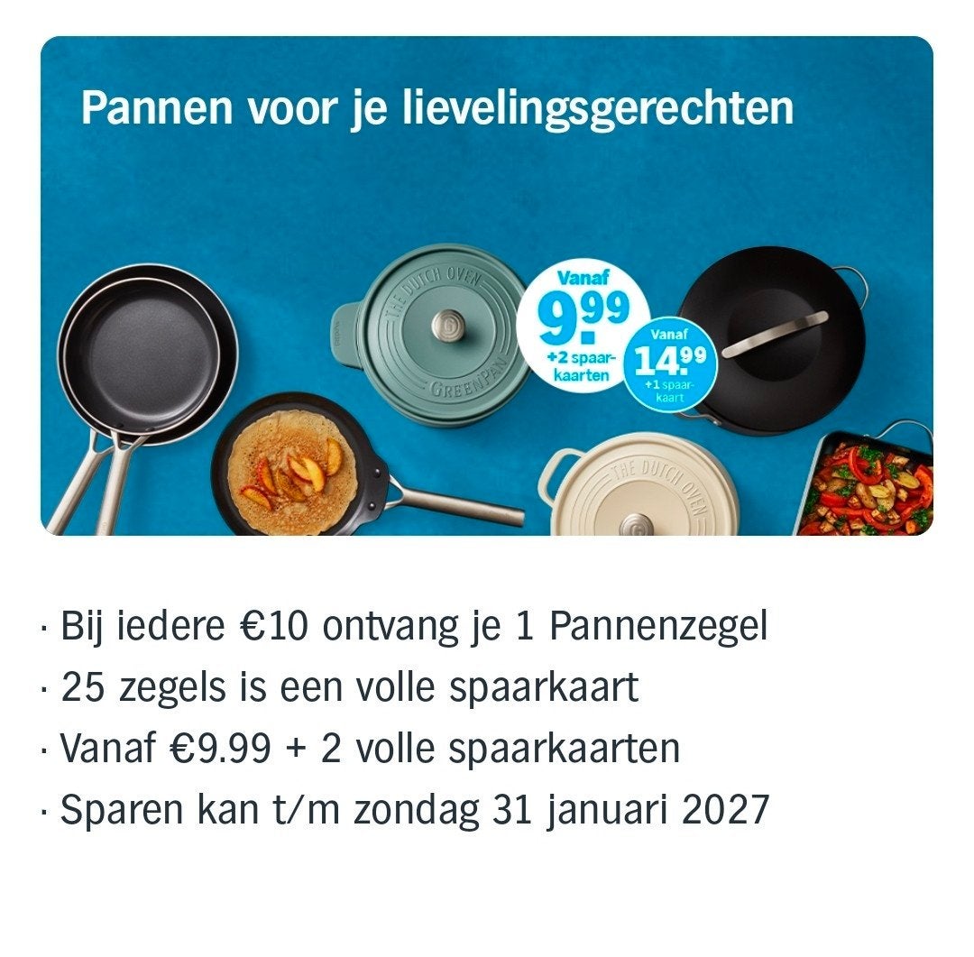 Volle spaarkaarten Albert Heijn Pannen actie AH GreenPan, Ophalen, Winkel, Super of Benzinepomp, Volle spaarkaart