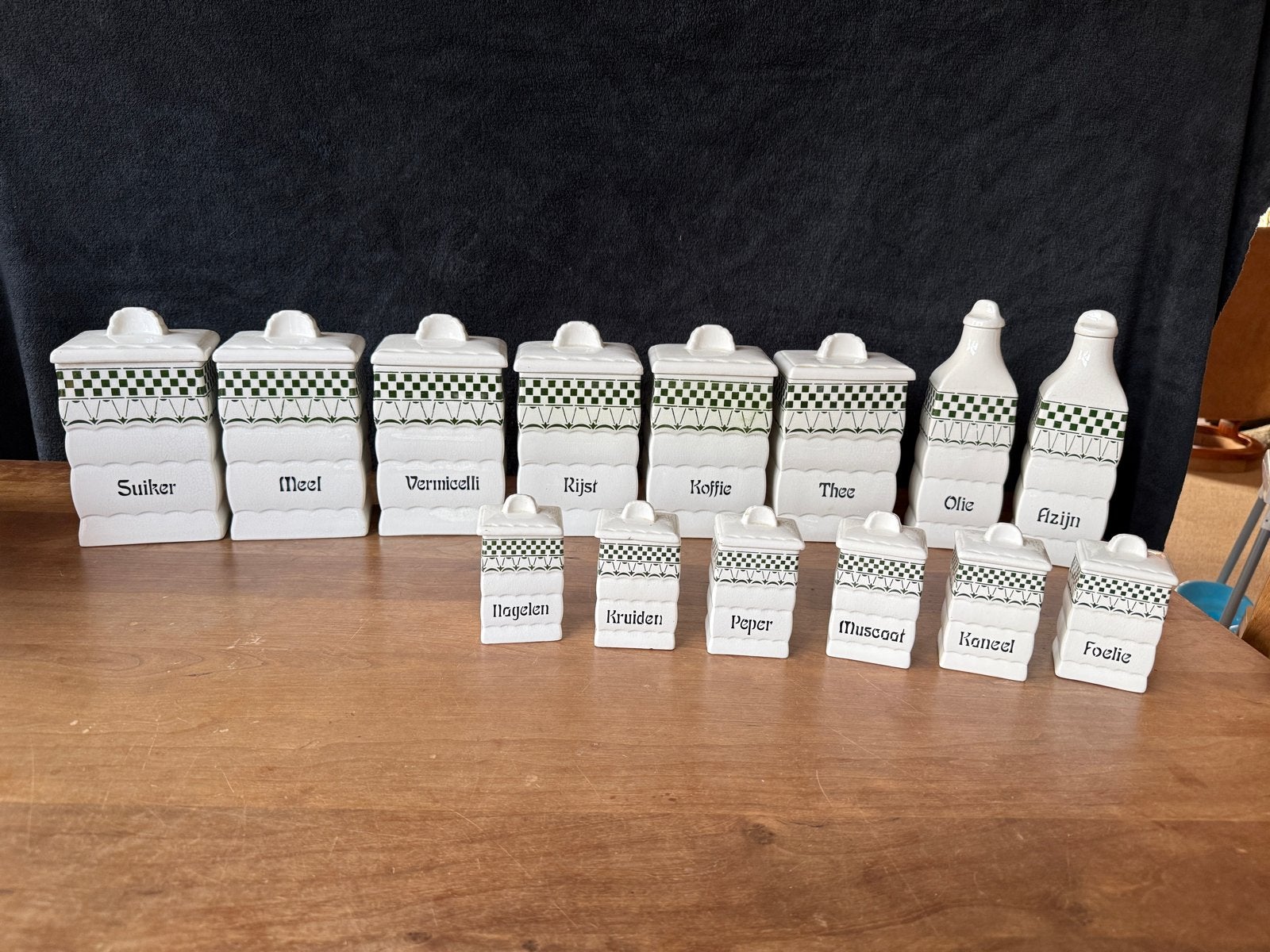 Vintage Keukenset: 14-delige Voorraadpotten en Flessen, Ophalen of Verzenden