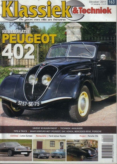 Klassiek & Techniek 163 2011 : Peugeot 402 - Lotus Europa, Ophalen of Verzenden, Gelezen, Algemeen