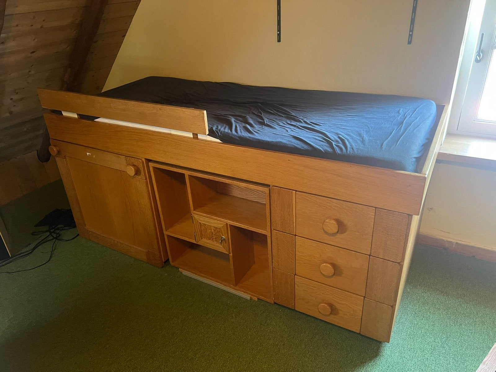 Hoogslaper met bergruimte en twee losse kasten, Huis en Inrichting, Slaapkamer | Stapelbedden en Hoogslapers, Ophalen, Gebruikt