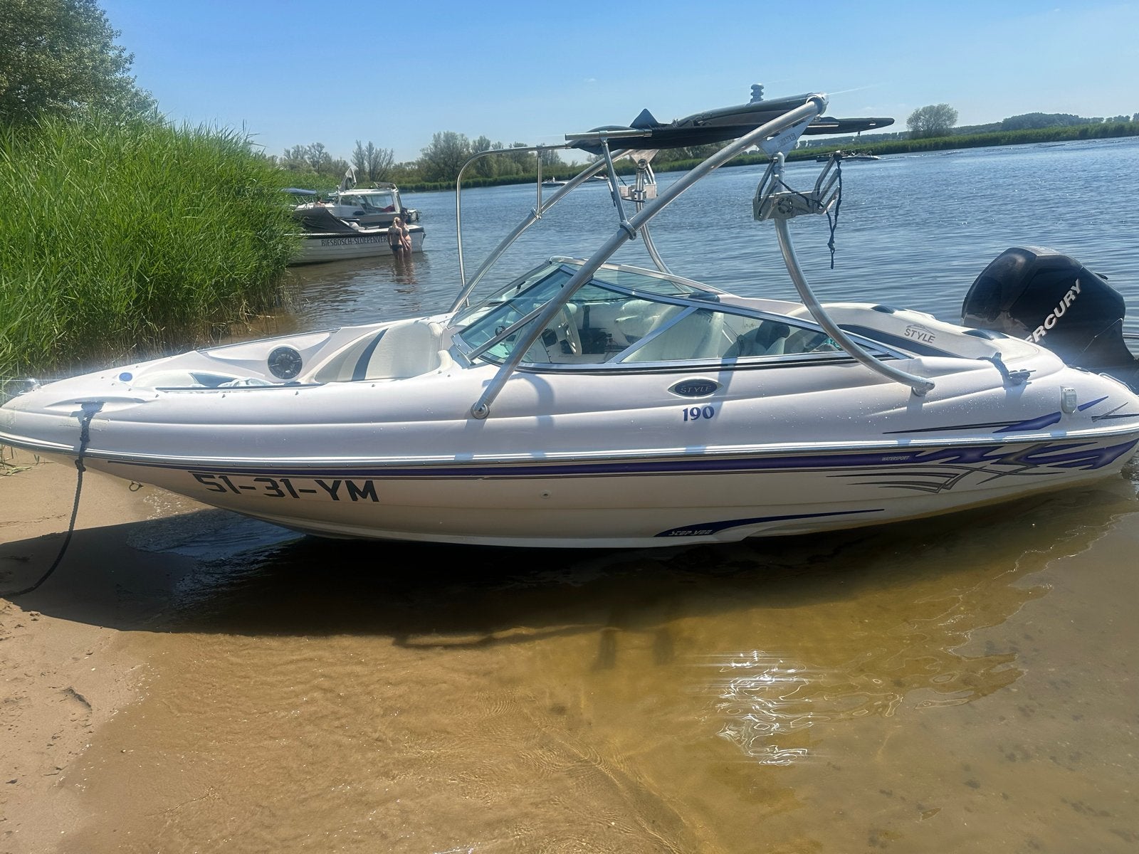 Speedboot Fibrafort 190 bowrider 100pk Mercury met trailer, Ophalen, Overige merken, Gebruikt, 70 tot 120 pk