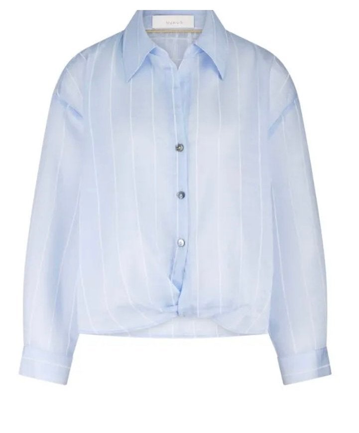 Nukus blouse lichtblauw streep iris L z.g.a.n., Verzenden, Zo goed als nieuw, Maat 42/44 (L), Blauw