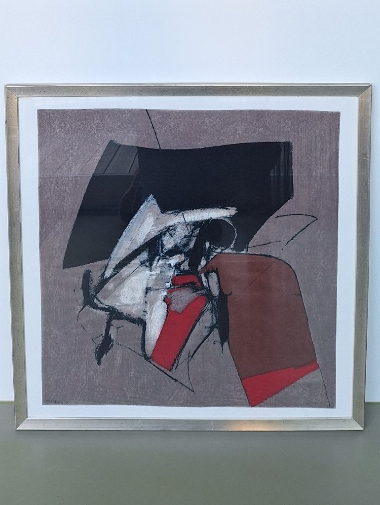 Texoprint zeefdruk Albert Bitran Sans titre precis 70x70cm, Antiek en Kunst, Ophalen, Abstract, Lithografie