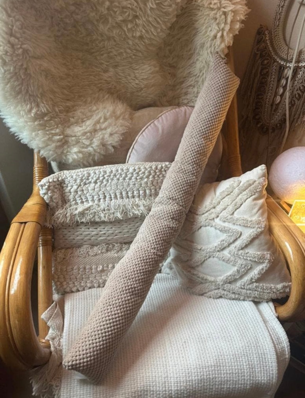 Beige tochtstopper van cosy velvet stof - loods 5, Huis en Inrichting, Ophalen of Verzenden, Zo goed als nieuw