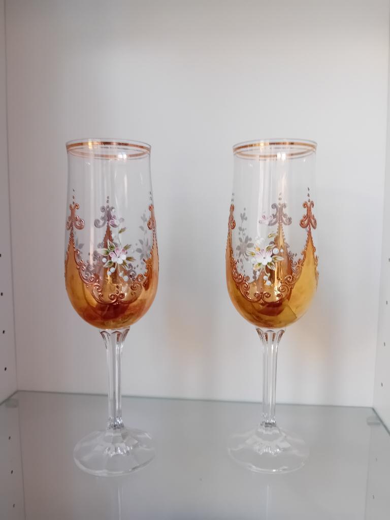 Vinatge champagne glazen emaille, Antiek en Kunst, Antiek | Glas en Kristal, Ophalen of Verzenden