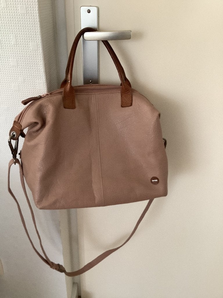 Berba tas, leer, Ophalen of Verzenden, Gebruikt, Beige, Handtas