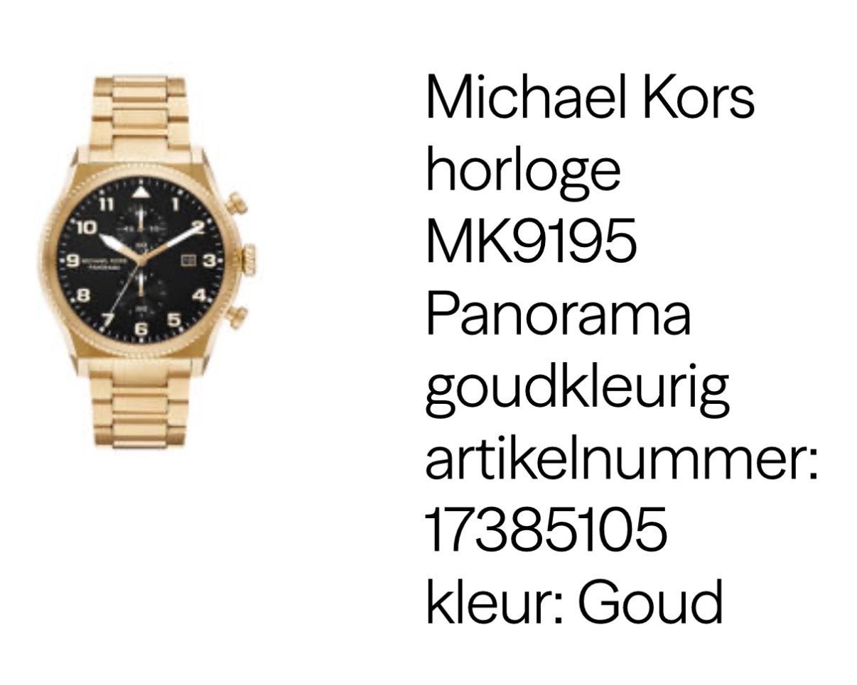 Michael Kors MK9195 Panorama Goudkleurig Horloge, Overige merken, Overige materialen, Gebruikt, Polshorloge