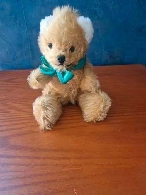 Schattige Oude Teddybeer met Groene Strik, Ophalen of Verzenden, Gebruikt