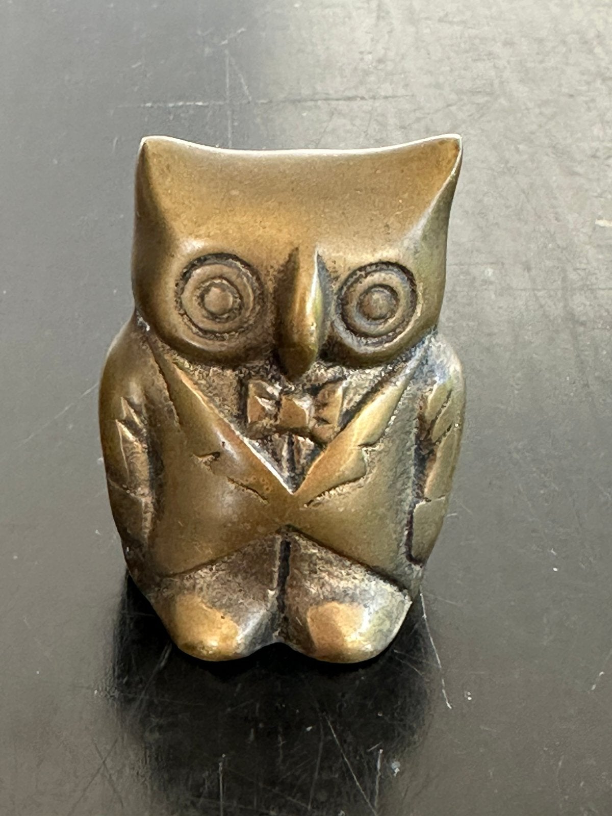 Vintage koper uil Beeldje 4.5 cm H, Ophalen of Verzenden, Gebruikt, Vogel, Beeldje of Figuurtje