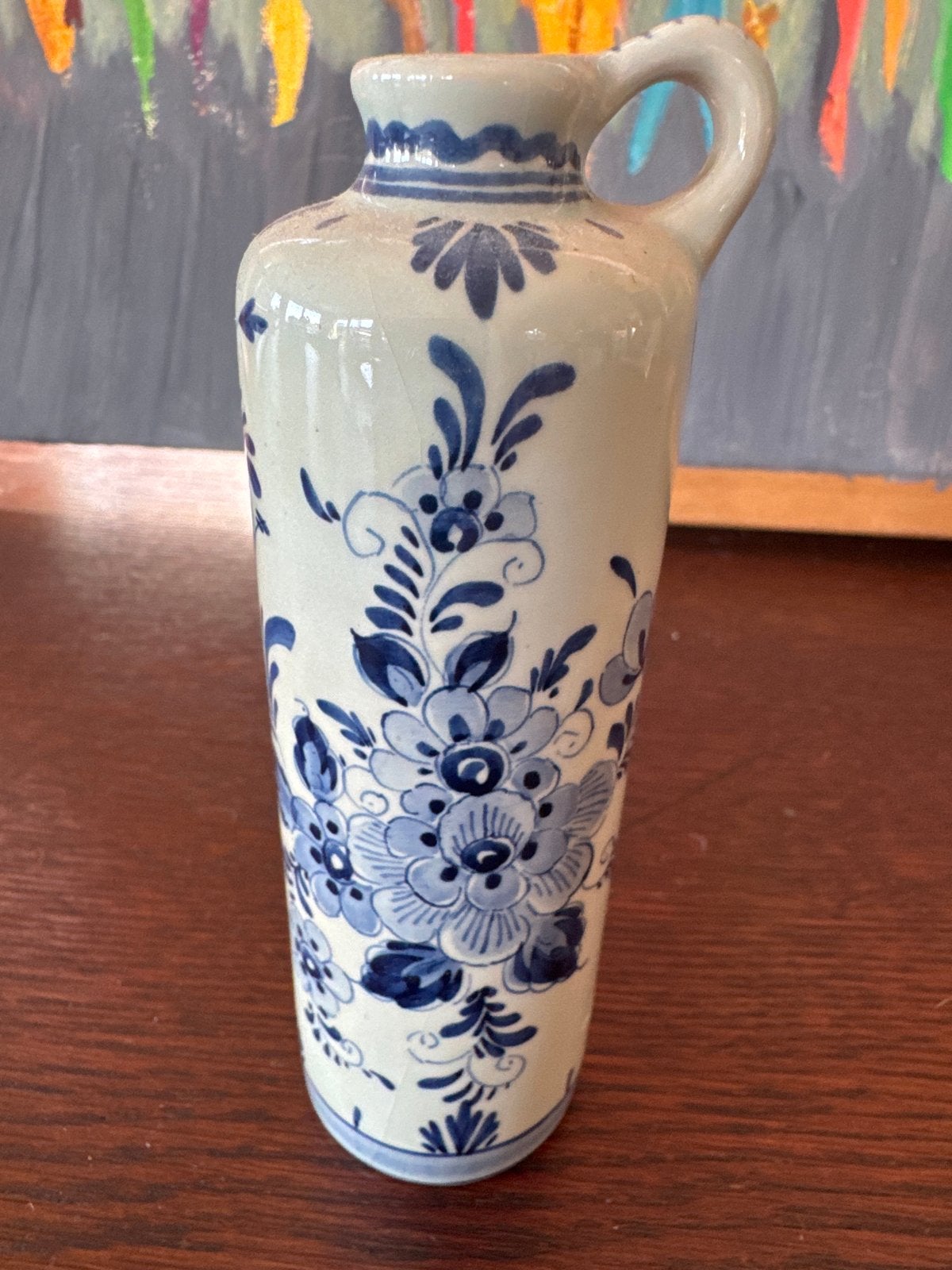 Delfts Blauw vaasje met kurk - Handgeschilderd, 13 cm, Ophalen of Verzenden