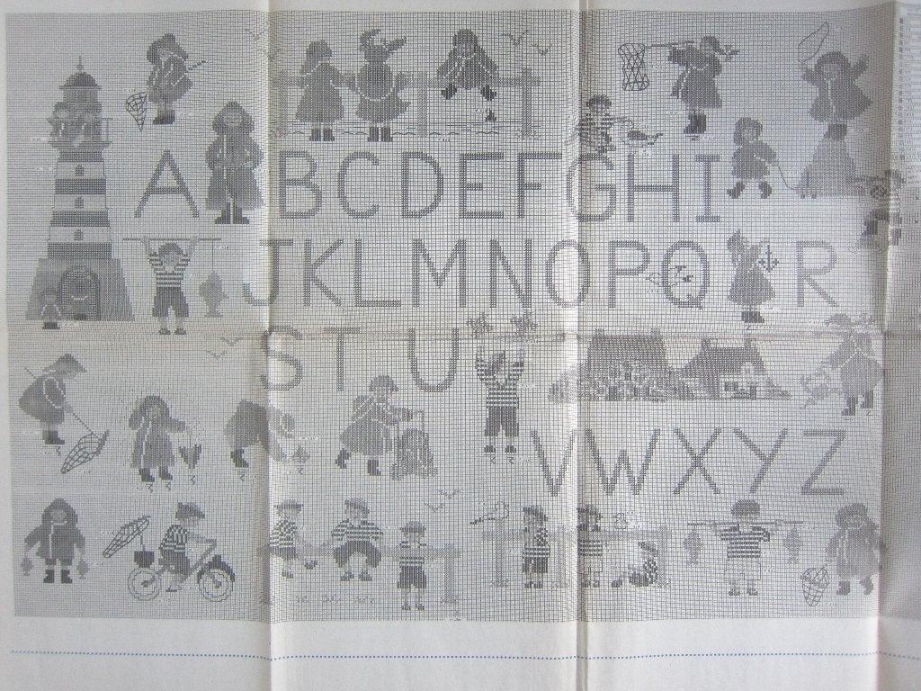 borduurpatroonen SCHIPPERSKIND ABC Alfabet waterrijk, Hobby en Vrije tijd, Ophalen of Verzenden, Zo goed als nieuw, Handborduren