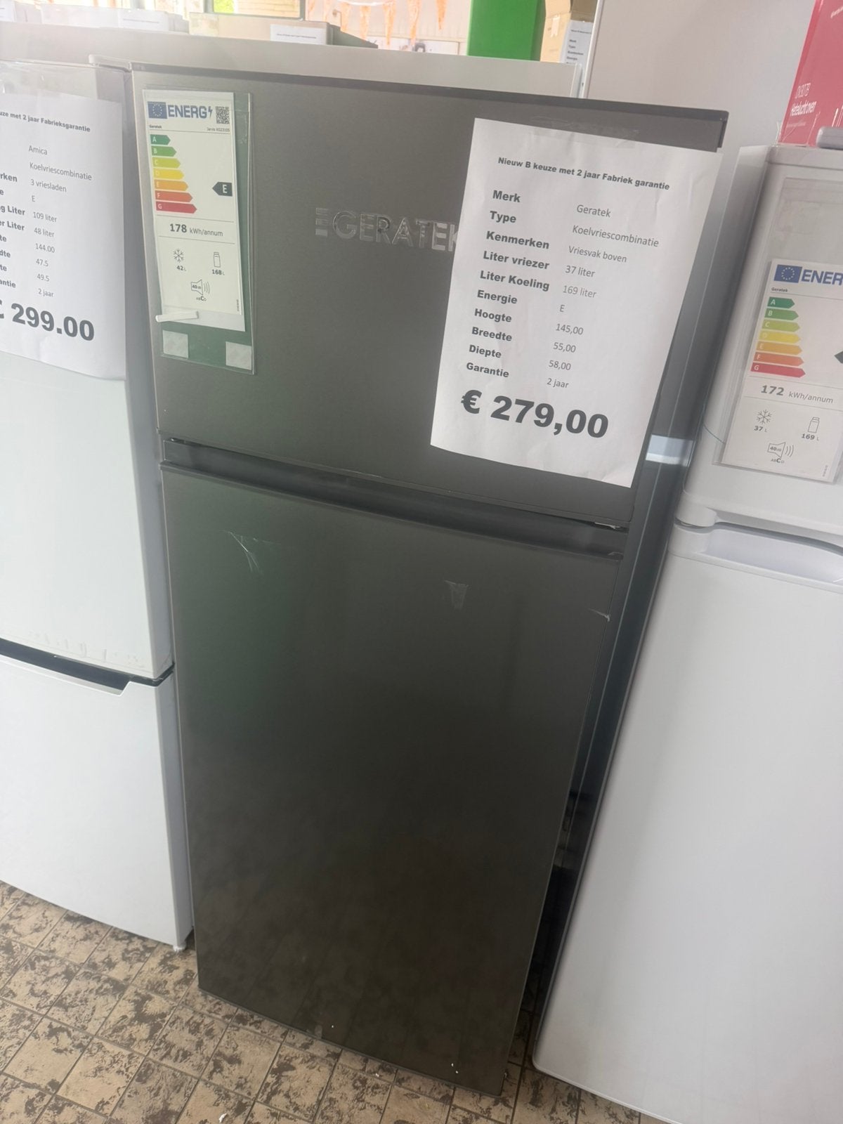 Koelvriescombinatie rvs 145 cm nieuw
