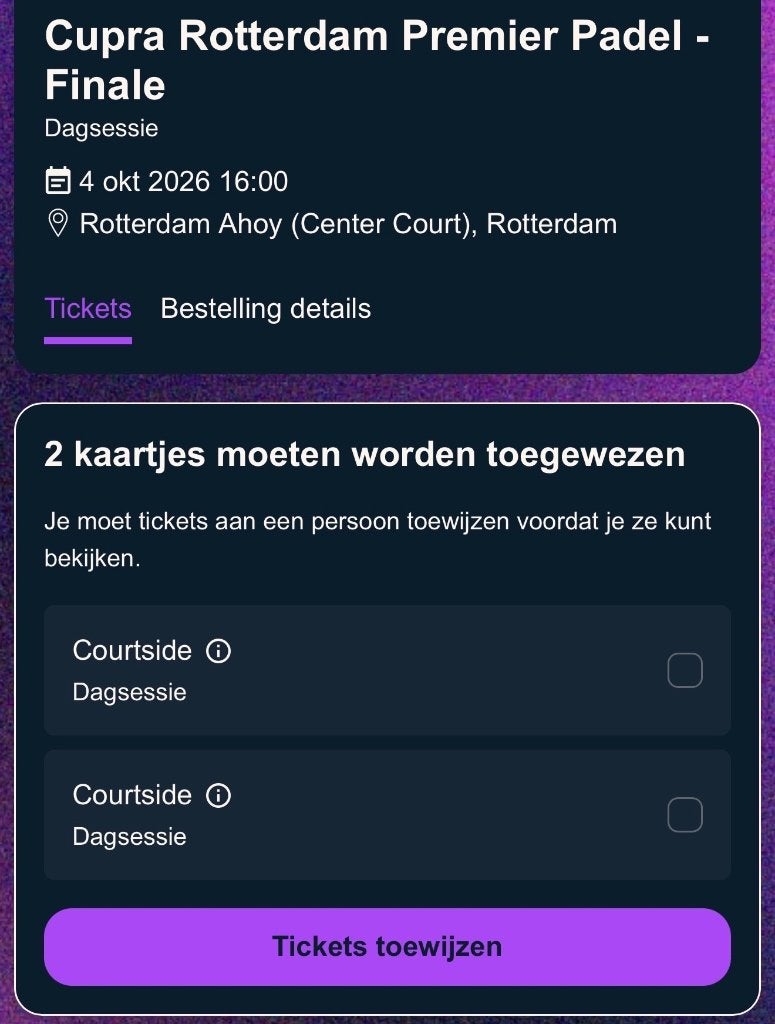 Premier Padel Zondag 4 Oktober ( Courtside), Ophalen, Nieuw