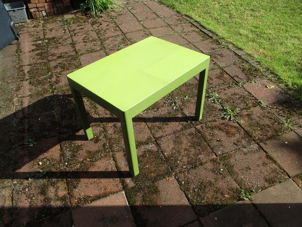 Licht groen bijzet tafeltje, Minder dan 55 cm, Gebruikt, Rechthoekig, Hout